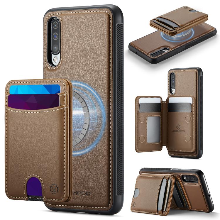 Custodia per telefono in pelle JEEHOOD J10 con porta carte a ribalta, MagSafe Split RFID., For Samsung Galaxy A51 4G, For Samsung Galaxy A50