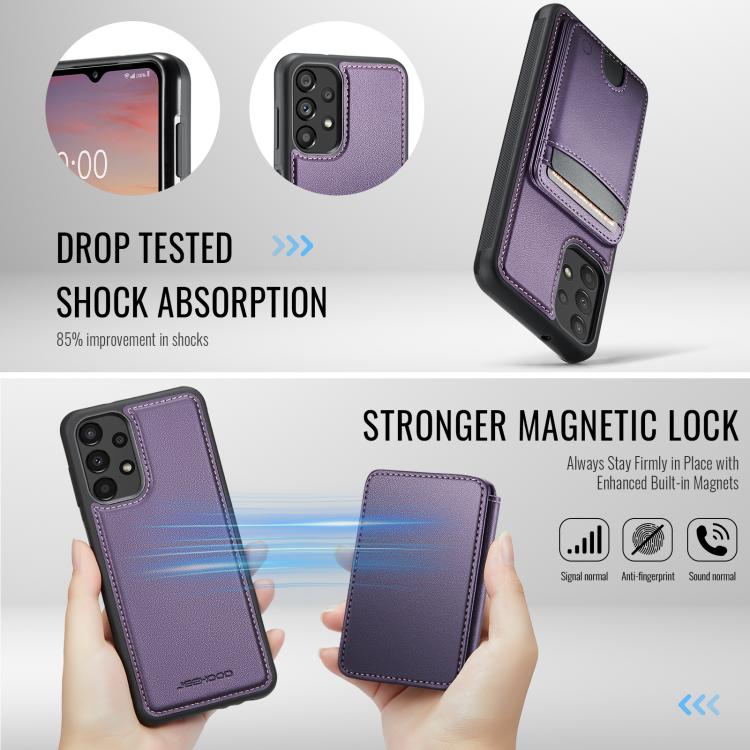 Custodia per telefono in pelle JEEHOOD J10 con porta carte a ribalta, MagSafe Split RFID., For Samsung Galaxy A13 5G / 4G / A04s, For Samsung Galaxy A53 5G, For Samsung Galaxy A33 5G, For Samsung Galaxy A52 5G / 4G / A52s 5G