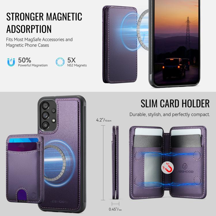 Custodia per telefono in pelle JEEHOOD J10 con porta carte a ribalta, MagSafe Split RFID., For Samsung Galaxy A13 5G / 4G / A04s, For Samsung Galaxy A53 5G, For Samsung Galaxy A33 5G, For Samsung Galaxy A52 5G / 4G / A52s 5G