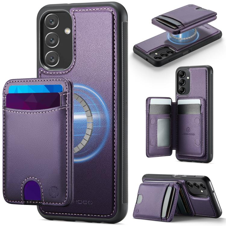 Custodia per telefono in pelle JEEHOOD J10 con porta carte a ribalta, MagSafe Split RFID., For Samsung Galaxy A25 5G / 4G, For Samsung Galaxy A14 5G / 4G / M44 5G, For Samsung Galaxy A15 5G / 4G, For Samsung Galaxy A55 5G