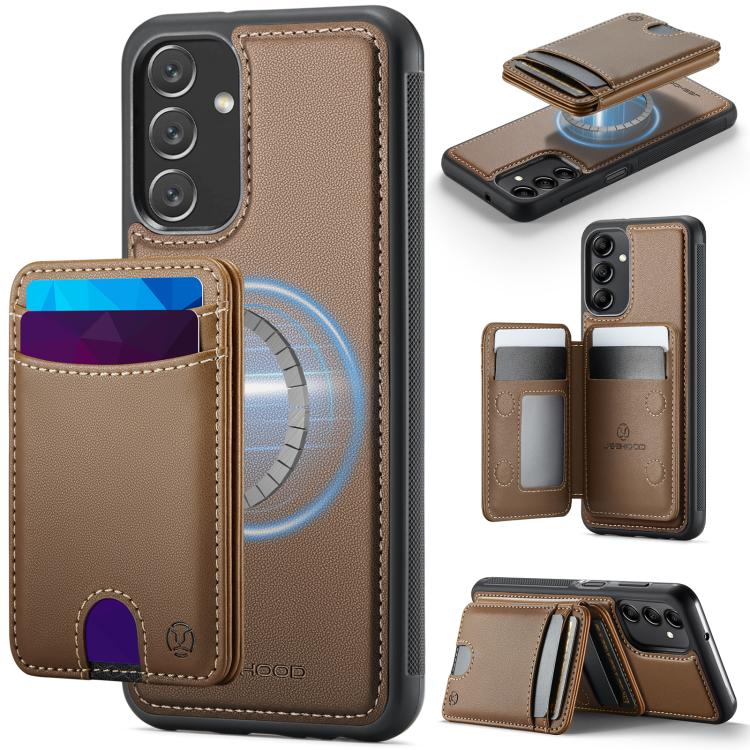 Custodia per telefono in pelle JEEHOOD J10 con porta carte a ribalta, MagSafe Split RFID., For Samsung Galaxy A25 5G / 4G, For Samsung Galaxy A14 5G / 4G / M44 5G, For Samsung Galaxy A15 5G / 4G, For Samsung Galaxy A55 5G