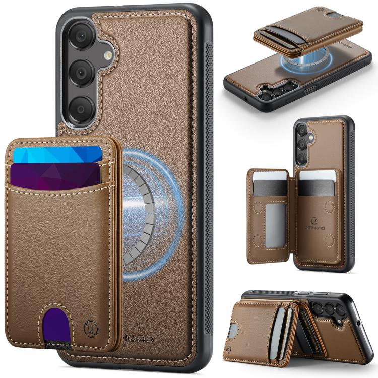 Custodia per telefono in pelle JEEHOOD J10 con porta carte a ribalta, MagSafe Split RFID., For Samsung Galaxy A25 5G / 4G, For Samsung Galaxy A14 5G / 4G / M44 5G, For Samsung Galaxy A15 5G / 4G, For Samsung Galaxy A55 5G