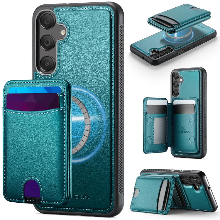 Custodia per telefono in pelle JEEHOOD J10 con porta carte a ribalta, MagSafe Split RFID., For Samsung Galaxy A25 5G / 4G, For Samsung Galaxy A14 5G / 4G / M44 5G, For Samsung Galaxy A15 5G / 4G, For Samsung Galaxy A55 5G