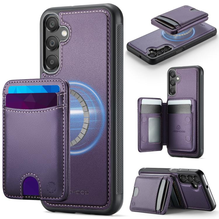 Custodia per telefono in pelle JEEHOOD J10 con porta carte a ribalta, MagSafe Split RFID., For Samsung Galaxy A57 5G, For Samsung Galaxy A37 5G, For Galaxy A27 5G, For Samsung Galaxy A17 5G / 4G