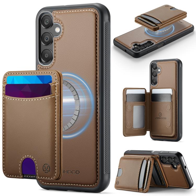 Custodia per telefono in pelle JEEHOOD J10 con porta carte a ribalta, MagSafe Split RFID., For Samsung Galaxy A57 5G, For Samsung Galaxy A37 5G, For Galaxy A27 5G, For Samsung Galaxy A17 5G / 4G