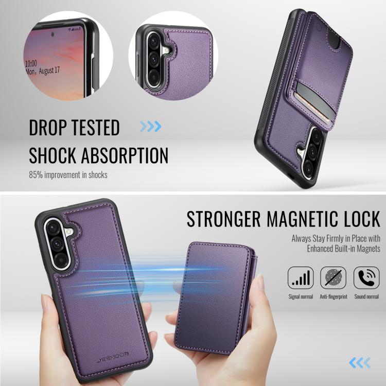 Custodia per telefono in pelle JEEHOOD J10 con porta carte a ribalta, MagSafe Split RFID., For Samsung Galaxy A56 5G, For Samsung Galaxy A26 5G, For Samsung Galaxy A36 5G, For Samsung Galaxy A16 5G / 4G