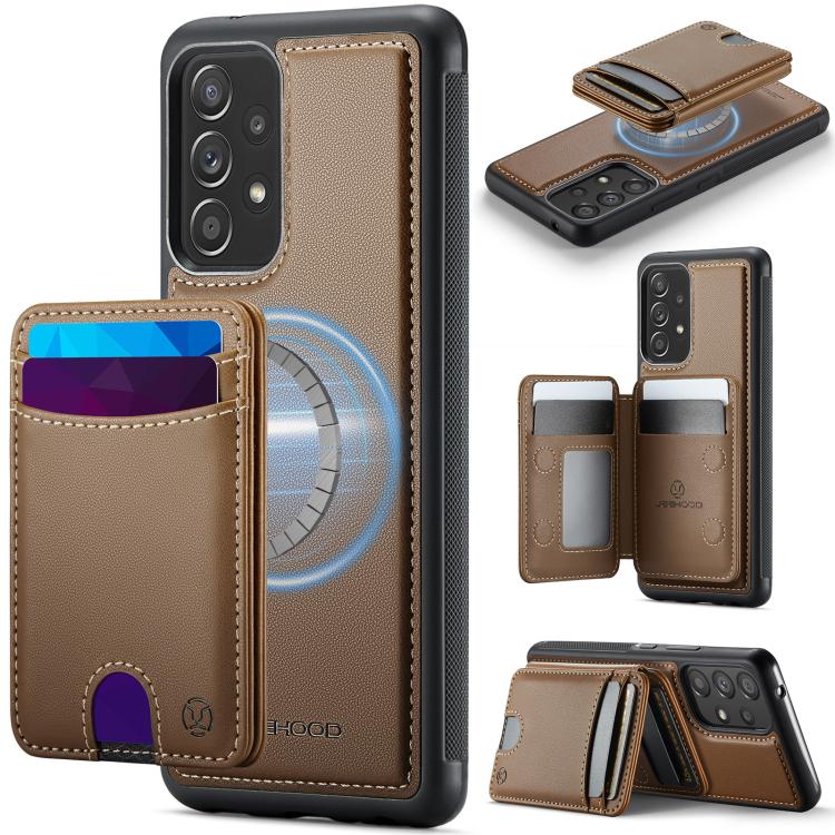 Custodia per telefono in pelle JEEHOOD J10 con porta carte a ribalta, MagSafe Split RFID., For Samsung Galaxy A13 5G / 4G / A04s, For Samsung Galaxy A53 5G, For Samsung Galaxy A33 5G, For Samsung Galaxy A52 5G / 4G / A52s 5G