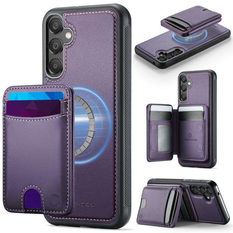 Custodia per telefono in pelle JEEHOOD J10 con porta carte a ribalta, MagSafe Split RFID., For Samsung Galaxy A25 5G / 4G, For Samsung Galaxy A14 5G / 4G / M44 5G, For Samsung Galaxy A15 5G / 4G, For Samsung Galaxy A55 5G