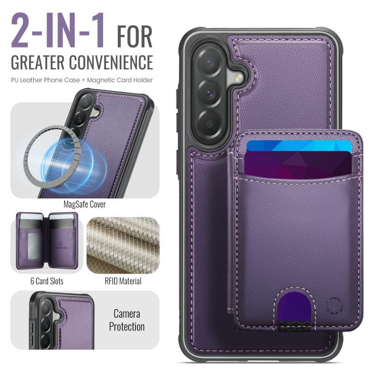 Custodia per telefono in pelle JEEHOOD J10 con porta carte a ribalta, MagSafe Split RFID., For Samsung Galaxy A57 5G, For Samsung Galaxy A37 5G, For Galaxy A27 5G, For Samsung Galaxy A17 5G / 4G