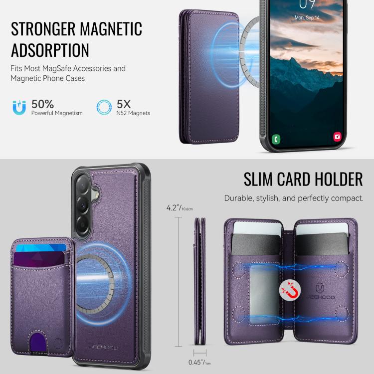 Custodia per telefono in pelle JEEHOOD J10 con porta carte a ribalta, MagSafe Split RFID., For Samsung Galaxy A57 5G, For Samsung Galaxy A37 5G, For Galaxy A27 5G, For Samsung Galaxy A17 5G / 4G
