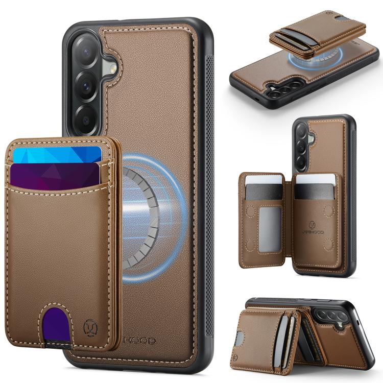 Custodia per telefono in pelle JEEHOOD J10 con porta carte a ribalta, MagSafe Split RFID., For Samsung Galaxy A57 5G, For Samsung Galaxy A37 5G, For Galaxy A27 5G, For Samsung Galaxy A17 5G / 4G