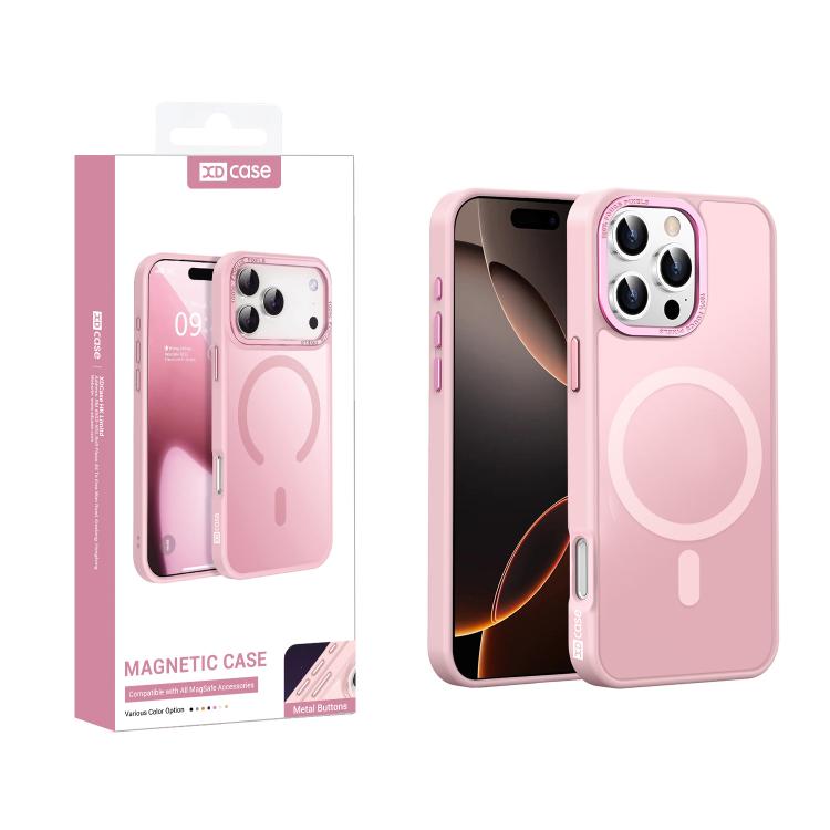 Custodia magnetica per telefono XDcase con cornice in metallo effetto pelle e lente in metallo., For iPhone 16 Pro Max, For iPhone 16 Pro, For iPhone 15 Pro Max, For iPhone 15 Pro