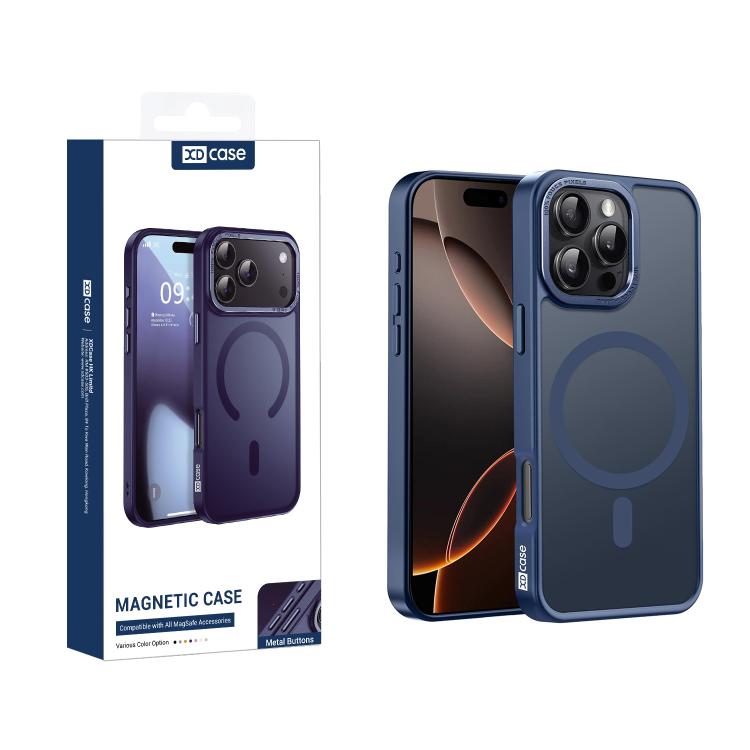 Custodia magnetica per telefono XDcase con cornice in metallo effetto pelle e lente in metallo., For iPhone 16 Pro Max, For iPhone 16 Pro, For iPhone 15 Pro Max, For iPhone 15 Pro