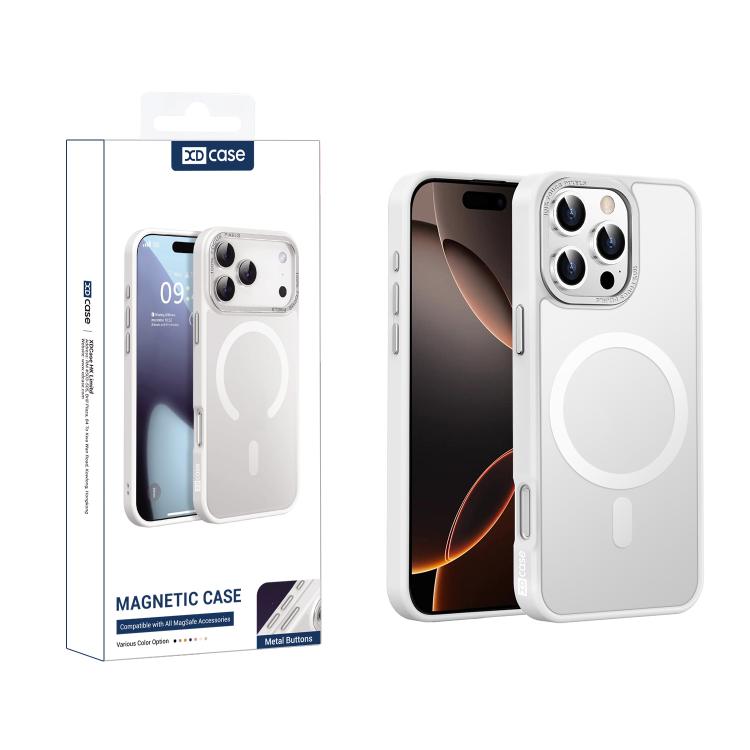 Custodia magnetica per telefono XDcase con cornice in metallo effetto pelle e lente in metallo., For iPhone 16 Pro Max, For iPhone 16 Pro, For iPhone 15 Pro Max, For iPhone 15 Pro