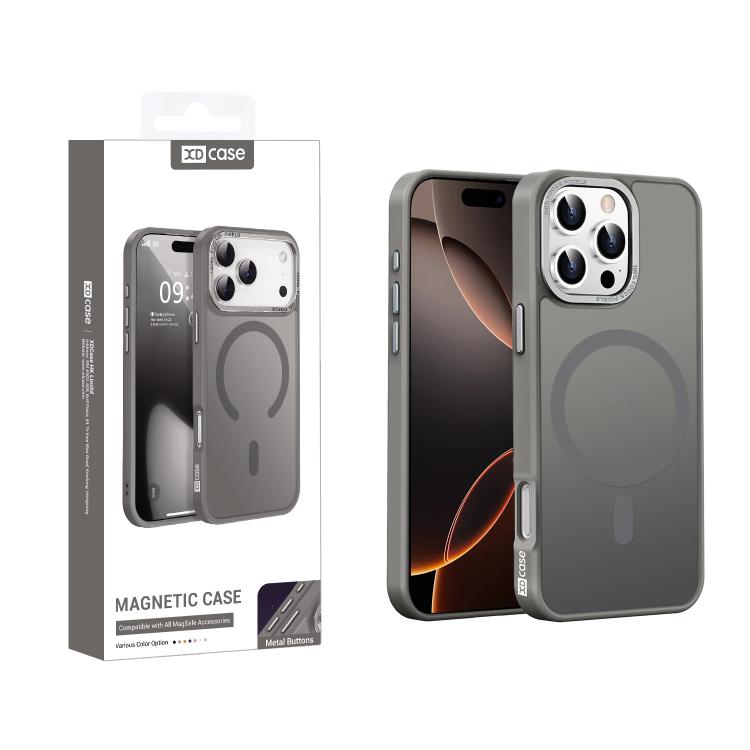 Custodia magnetica per telefono XDcase con cornice in metallo effetto pelle e lente in metallo., For iPhone 16 Pro Max, For iPhone 16 Pro, For iPhone 15 Pro Max, For iPhone 15 Pro