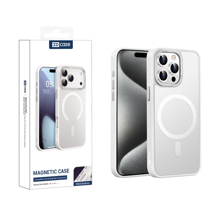 Custodia magnetica per telefono XDcase con cornice in metallo effetto pelle e lente in metallo., For iPhone 16 Pro Max, For iPhone 16 Pro, For iPhone 15 Pro Max, For iPhone 15 Pro