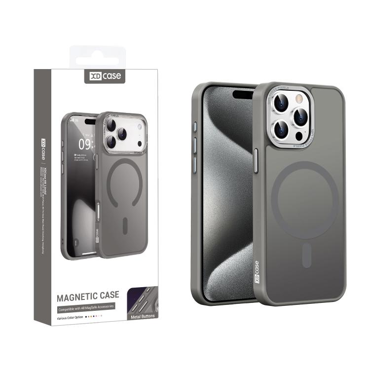 Custodia magnetica per telefono XDcase con cornice in metallo effetto pelle e lente in metallo., For iPhone 16 Pro Max, For iPhone 16 Pro, For iPhone 15 Pro Max, For iPhone 15 Pro