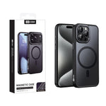 Custodia magnetica per telefono XDcase con cornice in metallo effetto pelle e lente in metallo., For iPhone 16 Pro Max, For iPhone 16 Pro, For iPhone 15 Pro Max, For iPhone 15 Pro