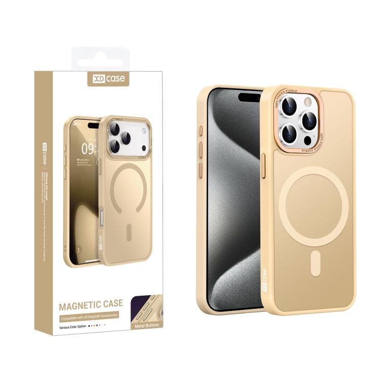 Custodia magnetica per telefono XDcase con cornice in metallo effetto pelle e lente in metallo., For iPhone 16 Pro Max, For iPhone 16 Pro, For iPhone 15 Pro Max, For iPhone 15 Pro