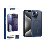 Custodia magnetica per telefono XDcase con cornice in metallo effetto pelle e lente in metallo., For iPhone 16 Pro Max, For iPhone 16 Pro, For iPhone 15 Pro Max, For iPhone 15 Pro