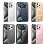 Custodia magnetica per telefono XDcase con cornice in metallo effetto pelle e lente in metallo., For iPhone 16 Pro Max, For iPhone 16 Pro, For iPhone 15 Pro Max, For iPhone 15 Pro