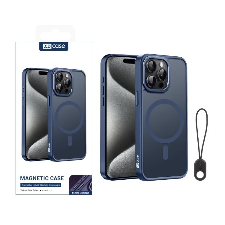 Custodia magnetica per telefono XDcase con cornice in metallo effetto pelle e lente in metallo., For iPhone 16 Pro Max, For iPhone 16 Pro, For iPhone 15 Pro Max, For iPhone 15 Pro