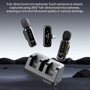 Microfono lavalier wireless K7 2 in 1 con base di ricarica