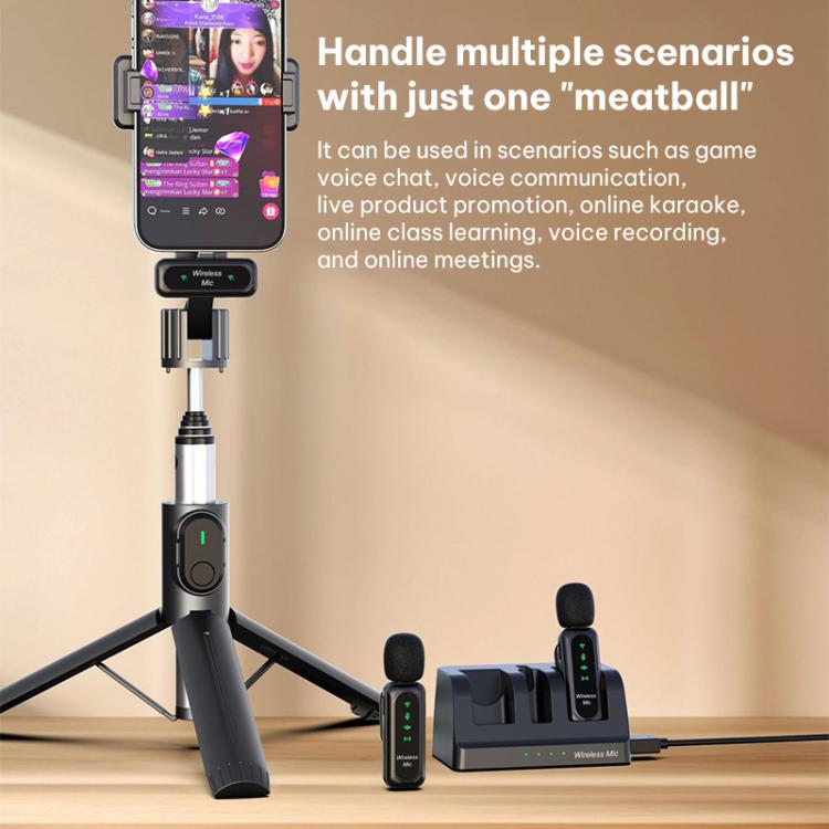 Microfono lavalier wireless K7 2 in 1 con base di ricarica, Type-C Plug, 8 Pin Plug