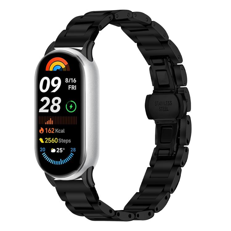 Cinturino per orologio sottile in acciaio inossidabile con fibbia a farfalla in metallo., For Redmi Watch6/5/4/Xiaomi Band 9 Pro/8 Pro, For Xiaomi Smart Band 10 / 9 / 8