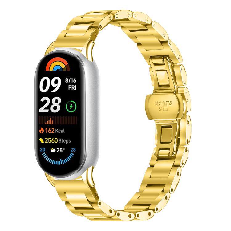 Cinturino per orologio sottile in acciaio inossidabile con fibbia a farfalla in metallo., For Redmi Watch6/5/4/Xiaomi Band 9 Pro/8 Pro, For Xiaomi Smart Band 10 / 9 / 8