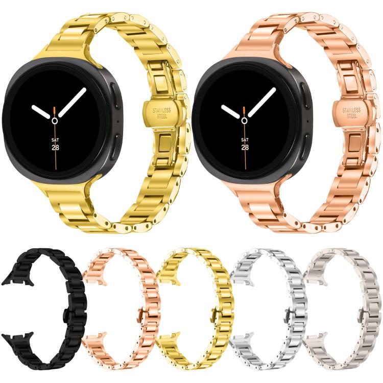 Cinturino per orologio sottile in acciaio inossidabile con fibbia a farfalla in metallo., For Samsung Galaxy Ultra 47mm / Ultra 2025, For Samsung Galaxy Watch8 / Watch8 Classic