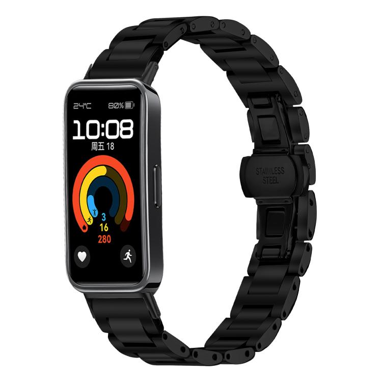 Cinturino per orologio sottile in acciaio inossidabile con fibbia a farfalla in metallo., For Huawei Band 10 / 9 / 8