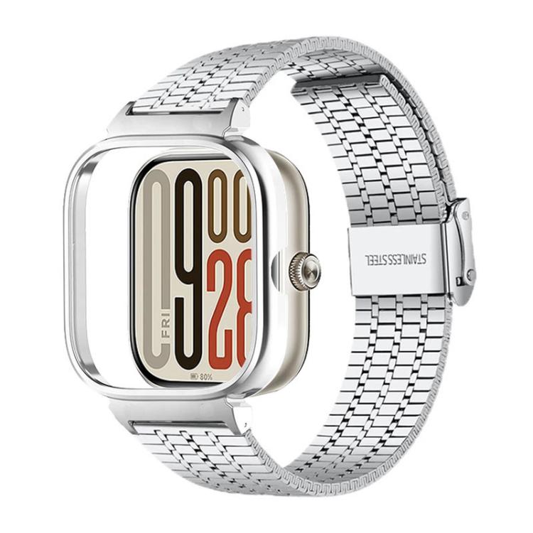 Cinturino per orologio in acciaio inossidabile con fibbia integrata a sette perline e montatura in metallo., For Redmi Watch 5 / Watch 4