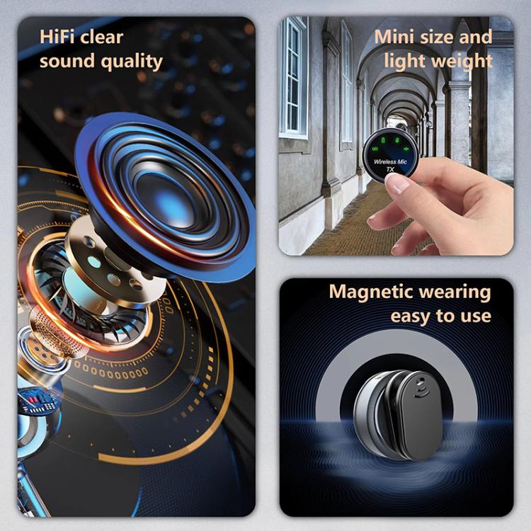 Microfono wireless mini S5 2 in 1 con clip magnetica