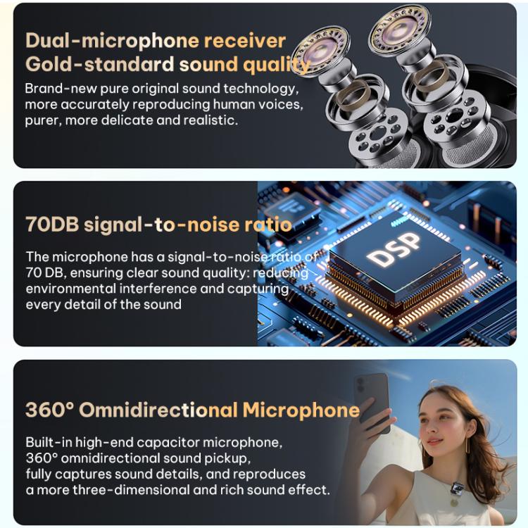 Microfono lavalier wireless Q9 2 in 1 con Type-C e 8 Pin