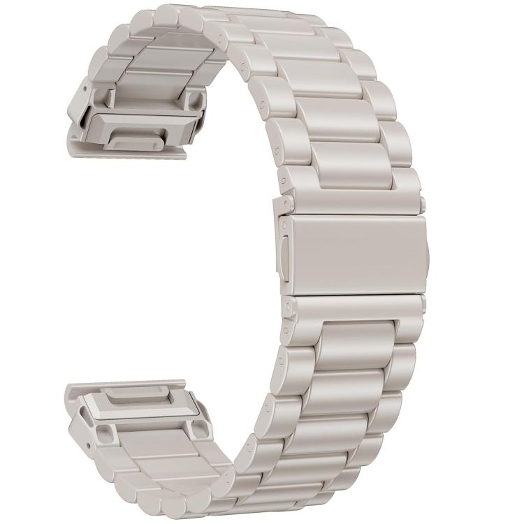Cinturino per orologio in acciaio inossidabile con chiusura pieghevole integrata Tactix a tre perline., For Garmin 26mm, For Garmin 22mm