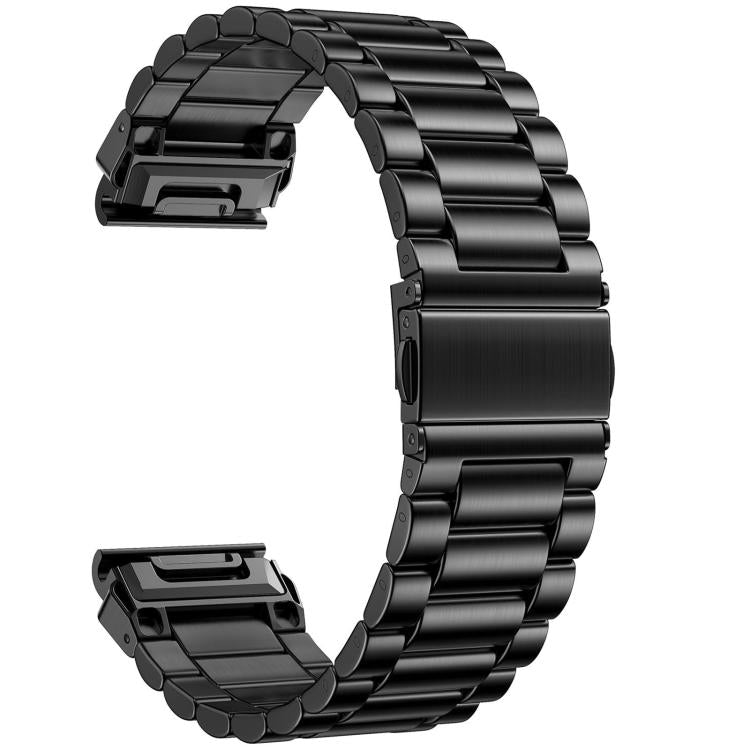 Cinturino per orologio in acciaio inossidabile con chiusura pieghevole integrata Tactix a tre perline., For Garmin 26mm, For Garmin 22mm