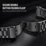 Cinturino per orologio in acciaio inossidabile con chiusura pieghevole integrata Tactix a tre perline., For Garmin 26mm, For Garmin 22mm