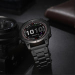 Cinturino per orologio in acciaio inossidabile con chiusura pieghevole integrata Tactix a tre perline., For Garmin 26mm, For Garmin 22mm