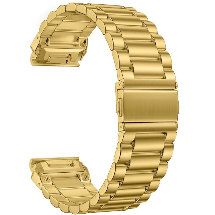 Cinturino per orologio in acciaio inossidabile con chiusura pieghevole integrata Tactix a tre perline., For Garmin 26mm, For Garmin 22mm