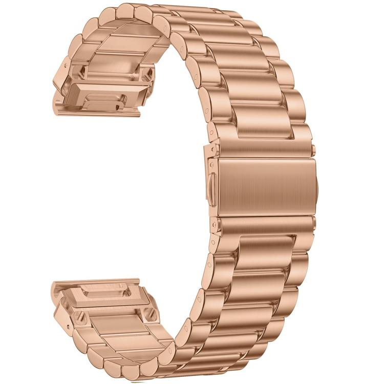 Cinturino per orologio in acciaio inossidabile con chiusura pieghevole integrata Tactix a tre perline., For Garmin 26mm, For Garmin 22mm