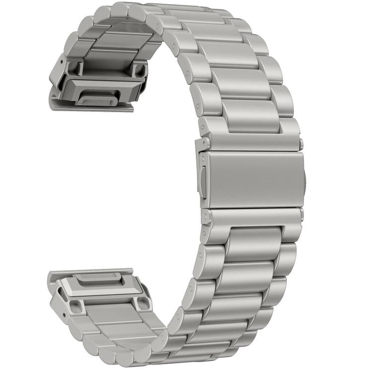 Cinturino per orologio in acciaio inossidabile con chiusura pieghevole integrata Tactix a tre perline., For Garmin 26mm, For Garmin 22mm