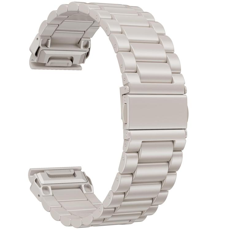 Cinturino per orologio in acciaio inossidabile con chiusura pieghevole integrata Tactix a tre perline., For Garmin 26mm, For Garmin 22mm
