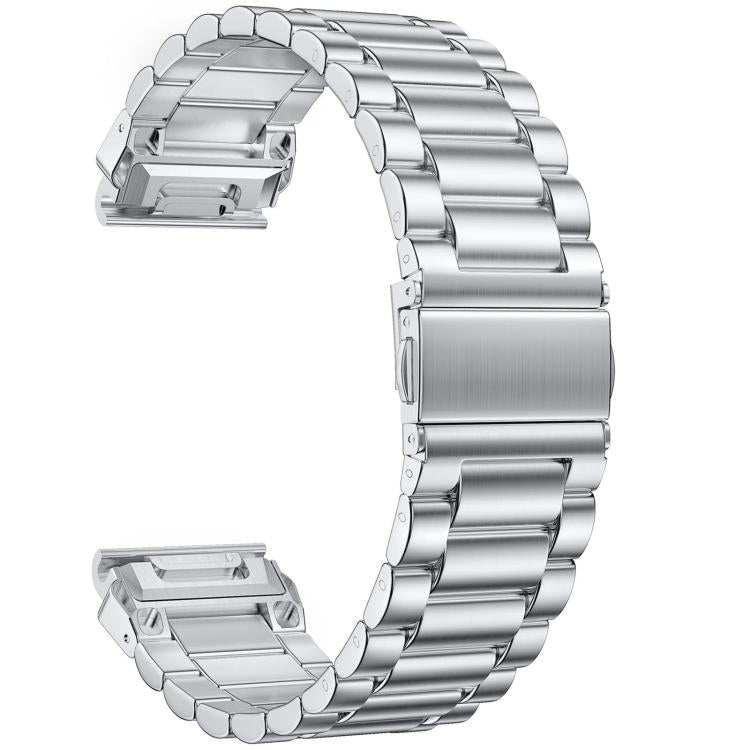 Cinturino per orologio in acciaio inossidabile con chiusura pieghevole integrata Tactix a tre perline., For Garmin 26mm, For Garmin 22mm