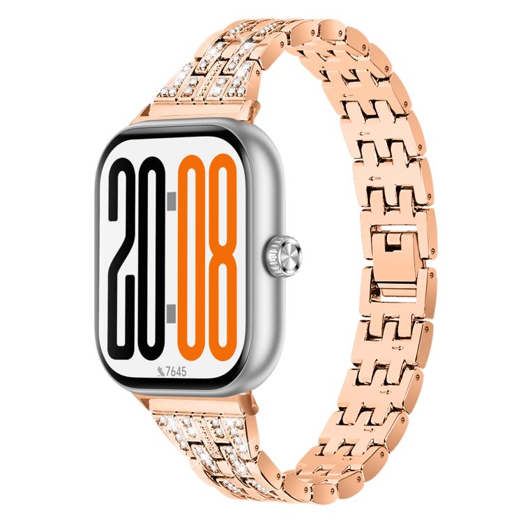 Cinturino per orologio in acciaio inossidabile con cinque perline e doppia fila di diamanti., For Honor Watch X5