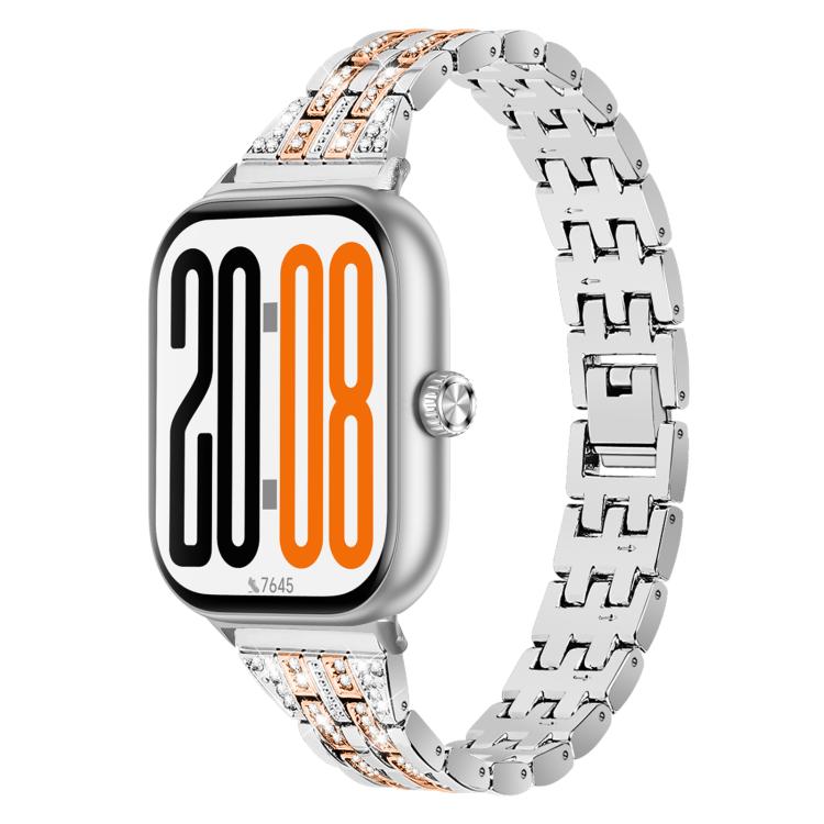 Cinturino per orologio in acciaio inossidabile con cinque perline e doppia fila di diamanti., For Honor Watch X5
