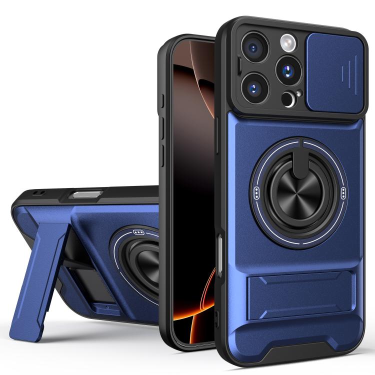 Custodia per telefono multifunzionale magnetica antiurto con finestra scorrevole per obiettivo., For iPhone 16 Pro, For iPhone 16 Plus, For iPhone 16, For iPhone 15 Pro Max