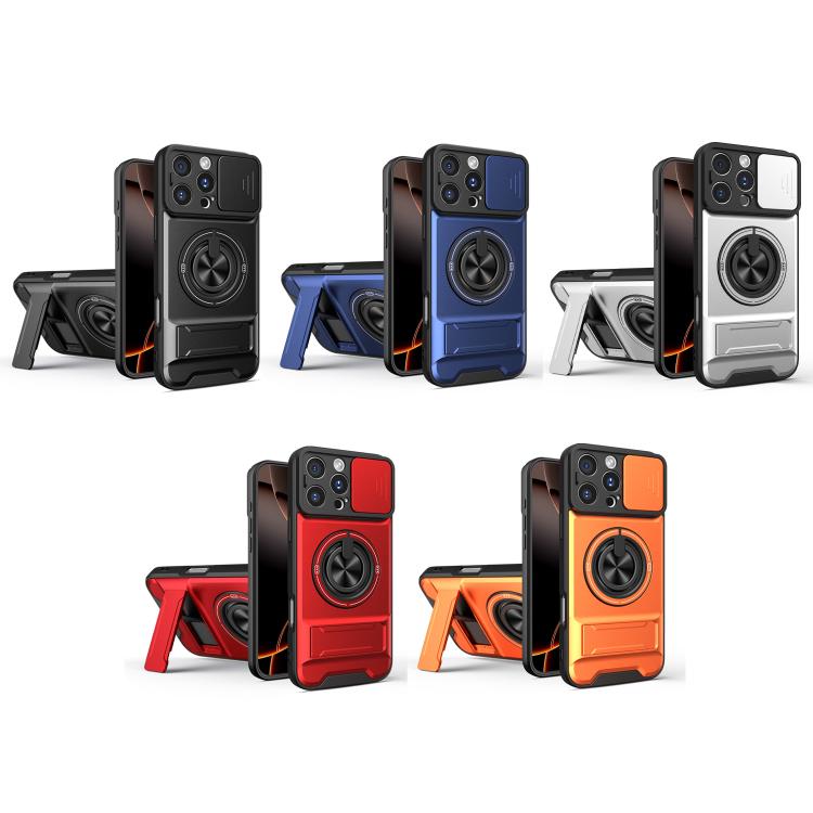 Custodia per telefono multifunzionale magnetica antiurto con finestra scorrevole per obiettivo., For iPhone 16 Pro, For iPhone 16 Plus, For iPhone 16, For iPhone 15 Pro Max