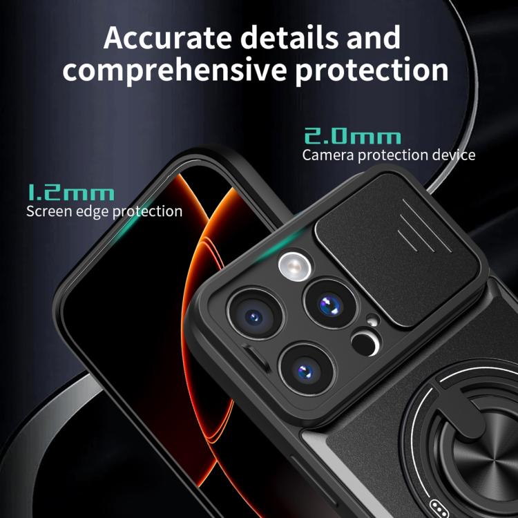 Custodia per telefono multifunzionale magnetica antiurto con finestra scorrevole per obiettivo., For iPhone 16 Pro, For iPhone 16 Plus, For iPhone 16, For iPhone 15 Pro Max