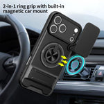 Custodia per telefono multifunzionale magnetica antiurto con finestra scorrevole per obiettivo., For iPhone 17 Pro, For iPhone 17, For iPhone Air, For iPhone 16 Pro Max